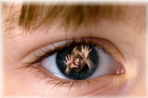 Eye with what a child sees in trauma